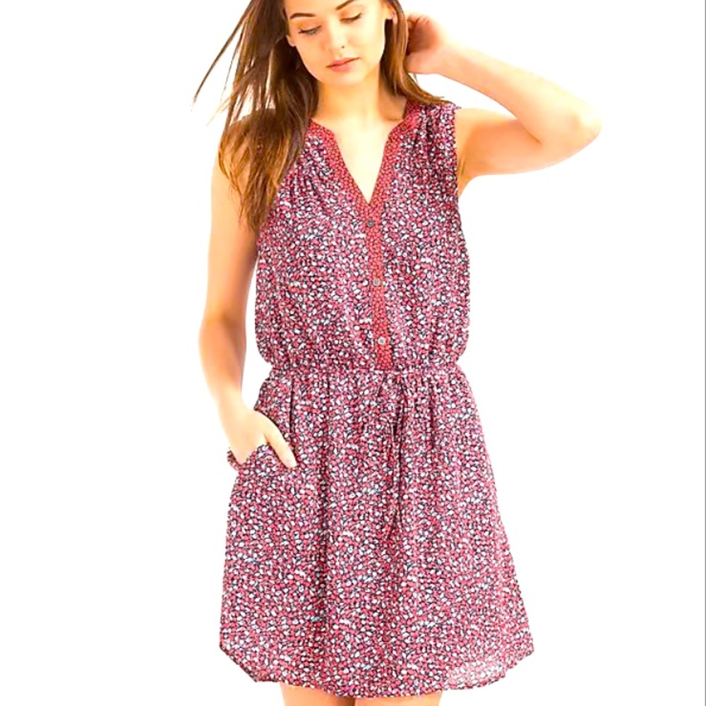 SZ M GAP Mix Print Sleeveless Shirt Dress